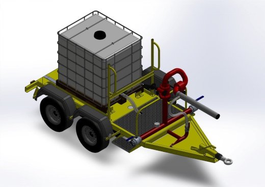 Мобильная установка водопенного пожаротушения с водопенным эжекторным лафетным стволом с ручным управлением